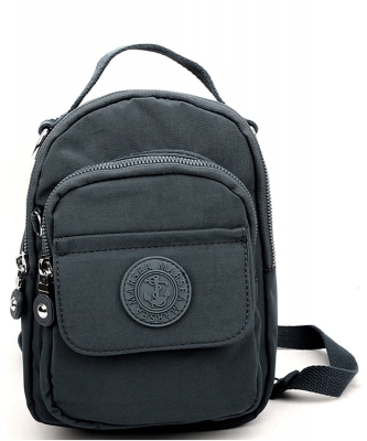 MARSEA Canvas Convertible Backpack Crossbody Bag NY2009 BLACK